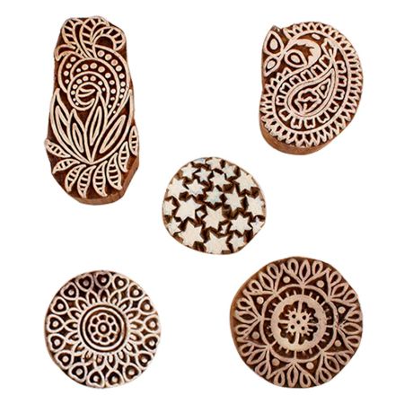 Set of 5 Piece New Mix Wooden Printing Blocks